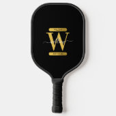 Elegant zwart & Gold Monogram modern script Pickleball Paddle (Achterkant)