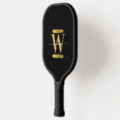 Elegant zwart & Gold Monogram modern script Pickleball Paddle (Links)