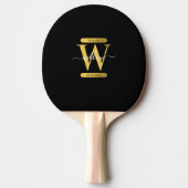 Elegant zwart & Gold Monogram modern script Tafeltennisbatje (Voorkant)
