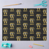 Elegant zwart & Gold Monogram modern script Tissuepapier (Craft)