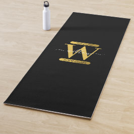 Elegant zwart & Gold Monogram modern script Yogamat