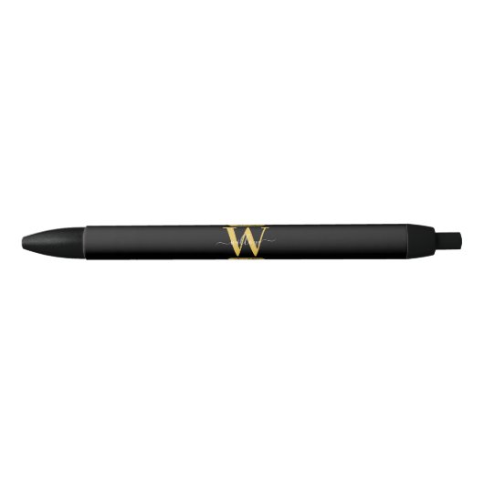 Elegant zwart & Gold Monogram modern script Zwarte Inkt Pen (Voorkant)