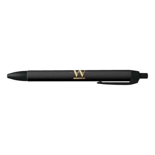 Elegant zwart & Gold Monogram modern script Zwarte Inkt Pen (Bodem)