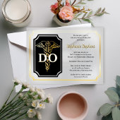 Elegant zwart | Gold Physician DO Afstudeerfeest Vellum Uitnodigingen