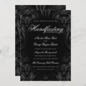 Elegant Zwart Gothic Damask Moody Handfasting Kaart (Voorkant / Achterkant)