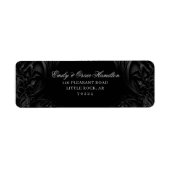 Elegant Zwart Gothic Damask Moody Retouradres Etiket (Voorkant)