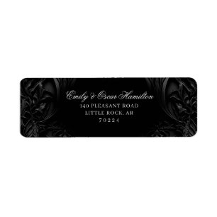 Elegant Zwart Gothic Damask Moody Retouradres Etiket