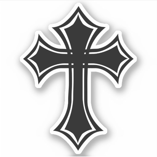 Elegant Zwart Gotisch Kruis Sticker (Voorkant)