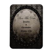 Elegant Zwart Gotisch Lijst Save The Date Bruiloft Magneet (Verticaal)