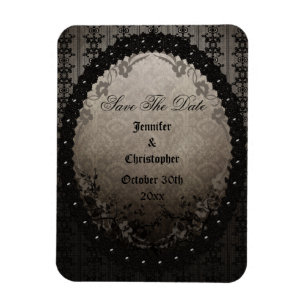 Elegant Zwart Gotisch Lijst Save The Date Bruiloft Magneet
