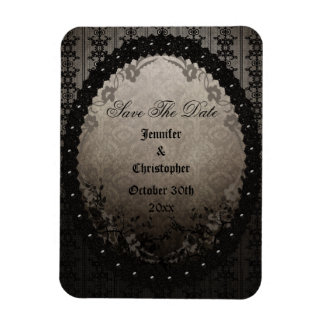 Elegant Zwart Gotisch Lijst Save The Date Bruiloft Magneet