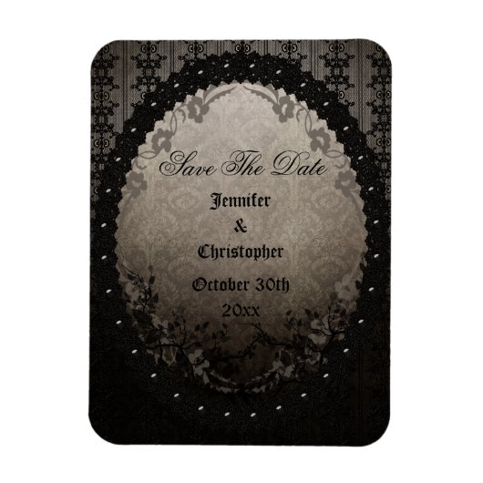 Elegant Zwart Gotisch Lijst Save The Date Bruiloft Magneet (Verticaal)