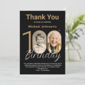 Elegant zwart goud 100e verjaardag bedankkaart (Staand voorkant)