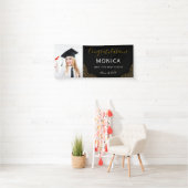 Elegant Zwart Goud 2021 Afstuderen Fotobanner Spandoek (Insitu)