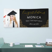 Elegant Zwart Goud 2021 Afstuderen Fotobanner Spandoek (Beurs)