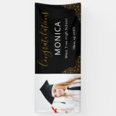 Elegant Zwart Goud 2021 Afstuderen Fotobanner Spandoek (Verticaal)