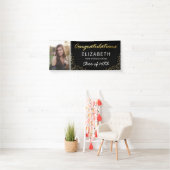 Elegant Zwart Goud 2025 Afstuderen Foto Spandoek (Insitu)