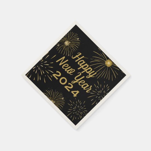 Elegant zwart goud 2025 Happy New Year Party Servet (Hoek)