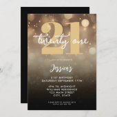 Elegant zwart goud 21e verjaardag kaart (Voorkant / Achterkant)