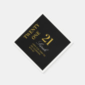 Elegant Zwart & Goud 21e Verjaardagsfeestje Cockta Servet (Hoek)