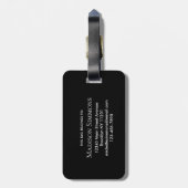 Elegant Zwart Goud 2 Monogram Script Naam Stijlvol Bagagelabel (Achterkant verticaal)