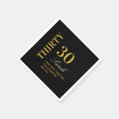 Elegant Zwart Goud 30 Verjaardag Cocktail Party Servet (Hoek)