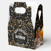 Elegant Zwart & Goud 40e Verjaardagsfeestje Bedankdoosjes (Geopend)