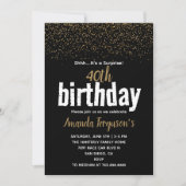 Elegant Zwart & Goud 40e Verjaardagsfeestje Kaart (Voorkant)