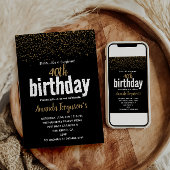 Elegant Zwart & Goud 40e Verjaardagsfeestje Kaart