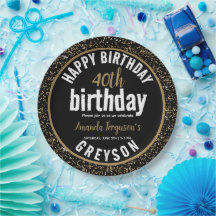 Elegant Zwart & Goud 40e Verjaardagsfeestje