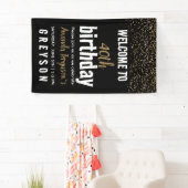 Elegant Zwart & Goud 40e Verjaardagsfeestje Spandoek (Insitu)