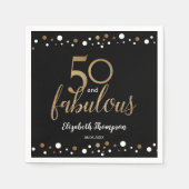 Elegant Zwart Goud 50 en fabulous verjaardag op ma Servet (Voorkant)
