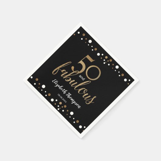 Elegant Zwart Goud 50 en fabulous verjaardag op ma Servet (Hoek)