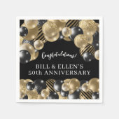 Elegant zwart goud 50e Jubileum papier Servet (Voorkant)