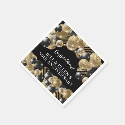 Elegant zwart goud 50e Jubileum papier Servet (Hoek)