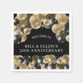 Elegant Zwart Goud 50e Jubileum Servet (Voorkant)