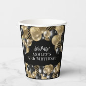 Elegant Zwart Goud 50e Verjaardag Papieren Bekers (Voorkant)