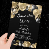 Elegant Zwart Goud 50e Verjaardag Save The Date