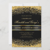 Elegant Zwart Goud 50ste Gouden Jubileumfeest Kaart (Voorkant)