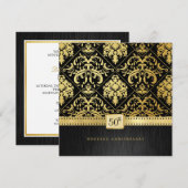 Elegant zwart & goud 50ste huwelijksjubileum kaart (Voorkant / Achterkant)