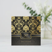 Elegant zwart & goud 50ste huwelijksjubileum kaart (Staand voorkant)