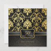 Elegant zwart & goud 50ste huwelijksjubileum kaart (Voorkant)