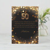 Elegant Zwart & Goud 50ste Verjaardag Bedankt Card (Staand voorkant)