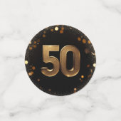 Elegant Zwart & Goud 50ste Verjaardagstafel Confet Confetti (Kleine voorkant)