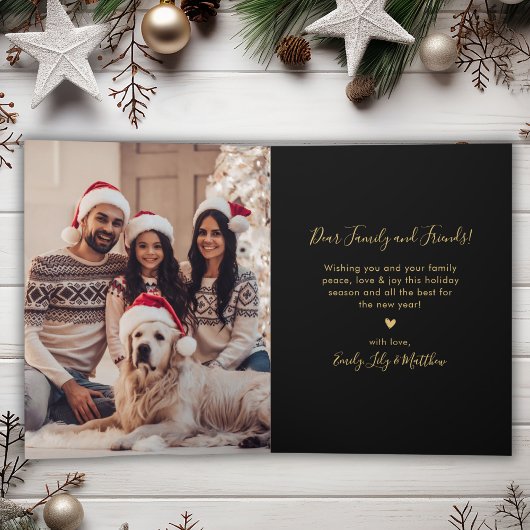Elegant Zwart Goud 5 Fotocollage Kerstmis Kaart
