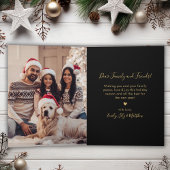 Elegant Zwart Goud 5 Fotocollage Kerstmis Kaart