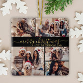 Elegant Zwart Goud 5 Fotocollage Kerstmis Keramisch Ornament