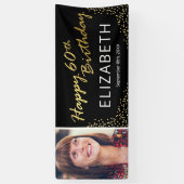 Elegant Zwart Goud 60e Verjaardag Afbeelding Spandoek (Verticaal)