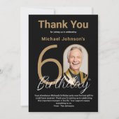 Elegant Zwart Goud 60e Verjaardag Bedankkaart (Voorkant)