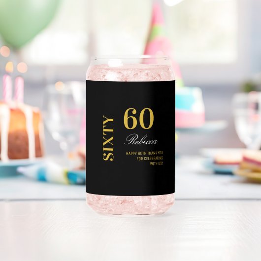 Elegant Zwart & Goud 60e Verjaardag Cocktail Party Blikvorm Glas (Insitu (Verjaardag))